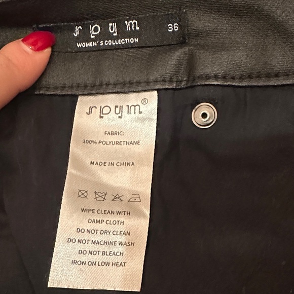 Women's Black Shine Pants - Picture 2 of 3